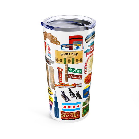Iconic Chicago Watercolor 20 ounce Stainless Steel Hot/Cold Cup