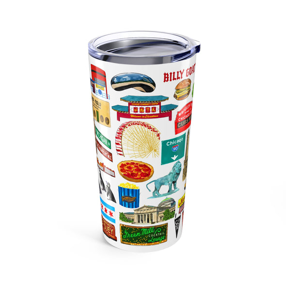 Iconic Chicago Watercolor 20 ounce Stainless Steel Hot/Cold Cup
