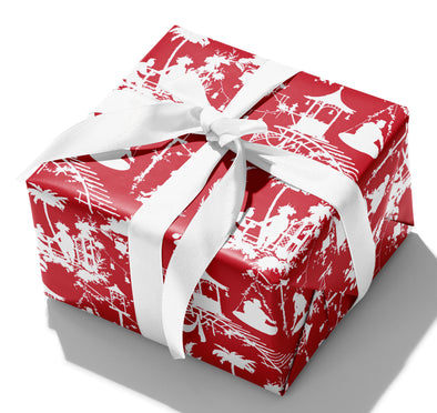 Red and White Chinoiserie Gift Wrap