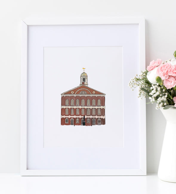 Boston's Faneuil Hall watercolor art print (unframed)