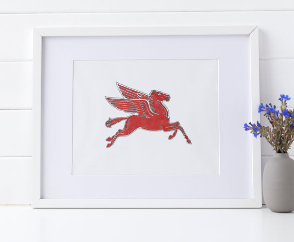 Dallas Pegasus watercolor art print (unframed)