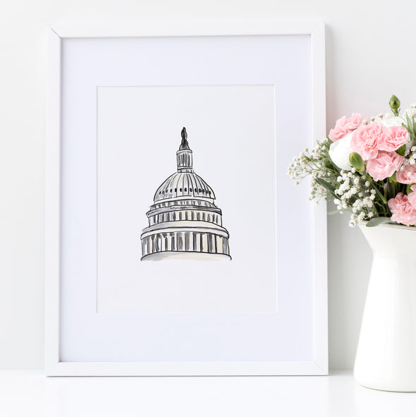 US Capitol watercolor art print (unframed)