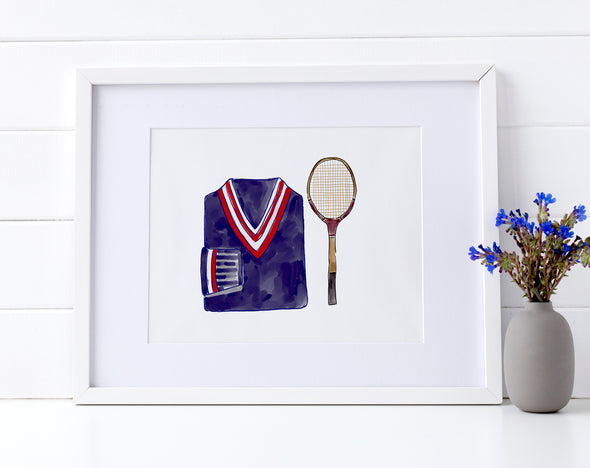 Tennis watercolor art print (unframed)