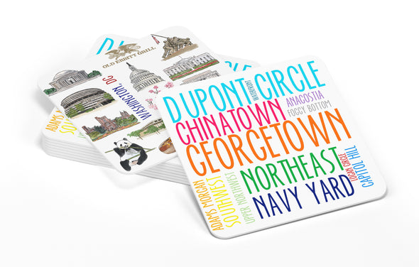 Iconic Washington DC Watercolor Paper Coasters - Set of 10