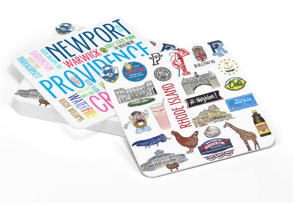 Iconic Rhode Island Watercolor Paper Coasters - Set of 10