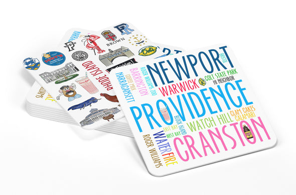 Iconic Rhode Island Watercolor Paper Coasters - Set of 10