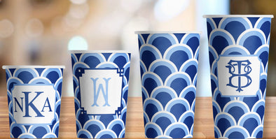 Art Deco Blues Hot/Cold Paper Party Cups - Set of 12