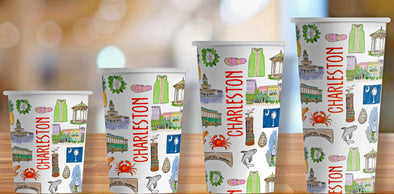 Iconic Charleston Watercolor Hot/Cold Paper Party Cups - Set of 12