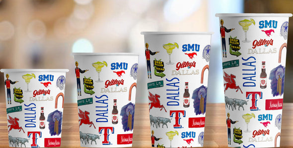 Iconic Dallas Texas Hot/Cold Paper Party Cups - Set of 12