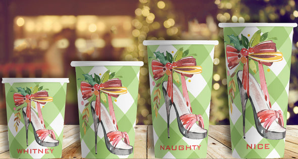 Watercolor Holiday High Heel Hot/Cold Paper Party Cups