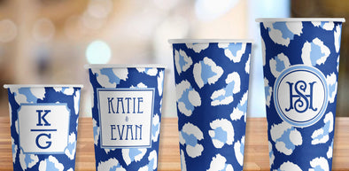 Leopard Blues Hot/Cold Paper Party Cups- Set of 12