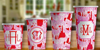 Pink and Red Zebra  Hot/Cold Paper Party Cups - Set of 12