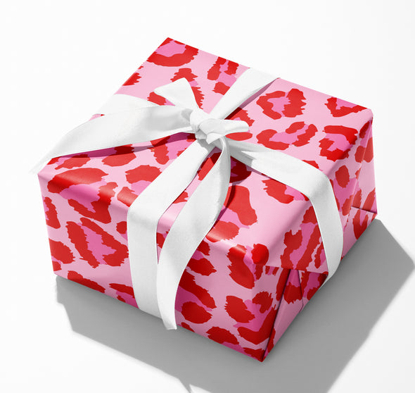 Red and Pink Leopard Gift Wrap