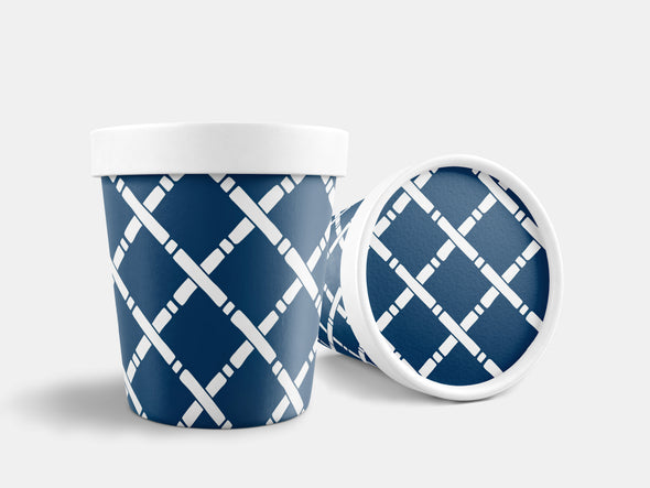 16 oz. Navy Bamboo Ice Cream, Soup, Favor Cup with Lids - Set of 12