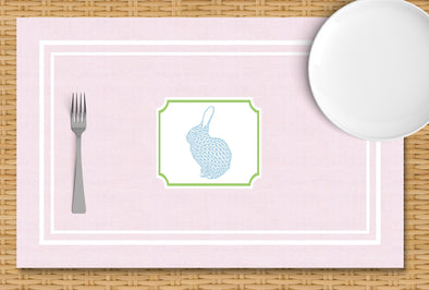 Pink Chambray Bunny Disposable Placemats - pad of 24