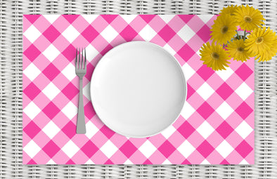 Hot Pink Gingham Disposable Placemats - pad of 24