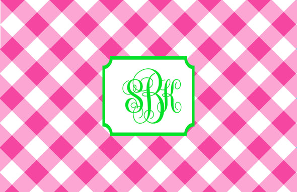 Hot Pink Gingham Disposable Placemats - pad of 24