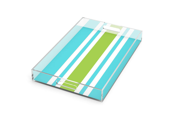 Wicker Print and Striped Lucite Serving Tray - 17"x11"