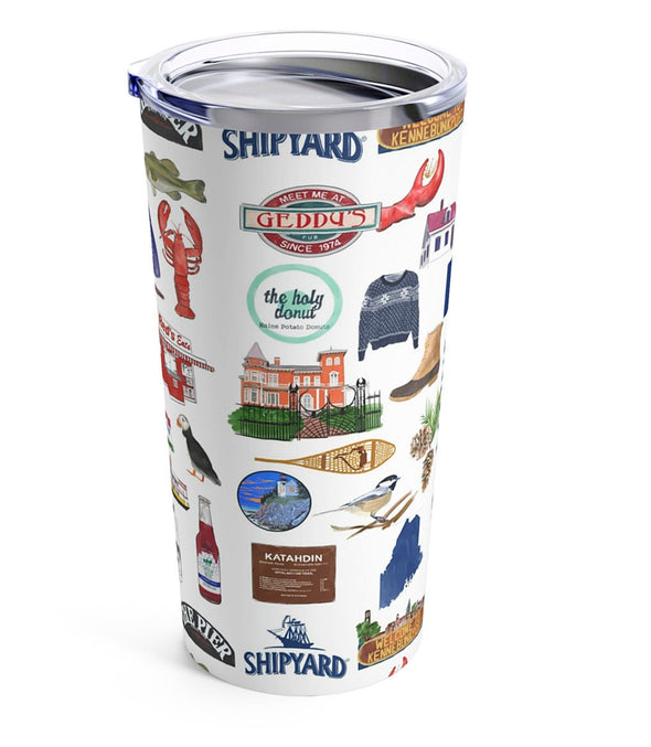 Iconic Maine Watercolor 20 ounce Stainless Steel Hot/Cold Cup