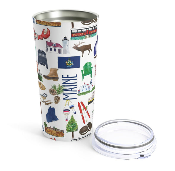 Iconic Maine Watercolor 20 ounce Stainless Steel Hot/Cold Cup