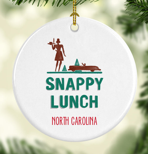 Iconic North Carolina Snappy Lunch Porcelain Ornament