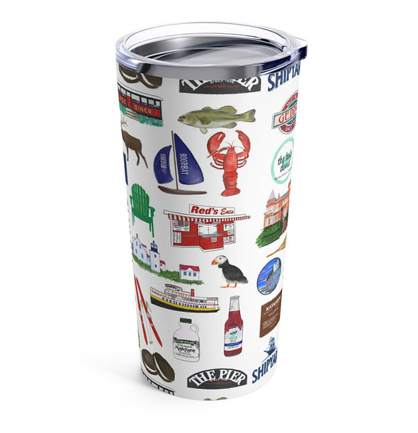 Iconic Maine Watercolor 20 ounce Stainless Steel Hot/Cold Cup