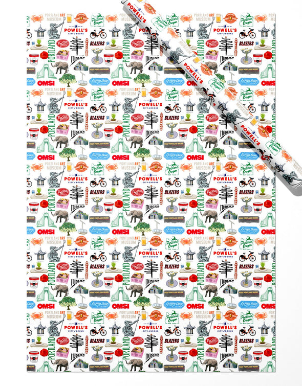 Iconic Portland Oregon Watercolor Gift Wrap