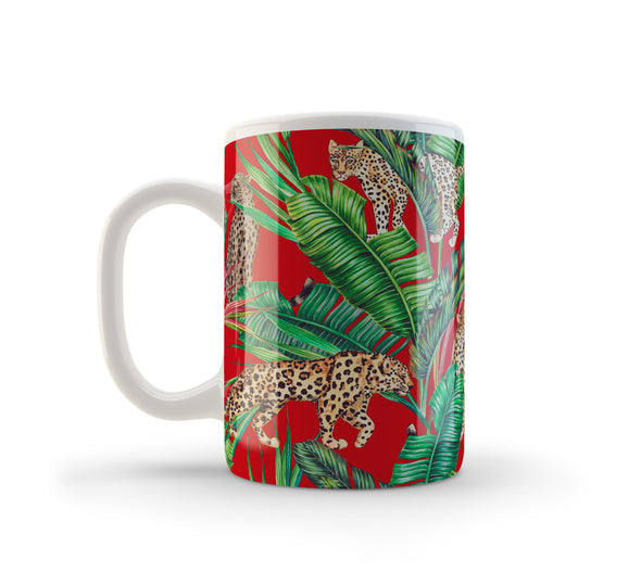 15 oz Red and Green Cheetah Mug