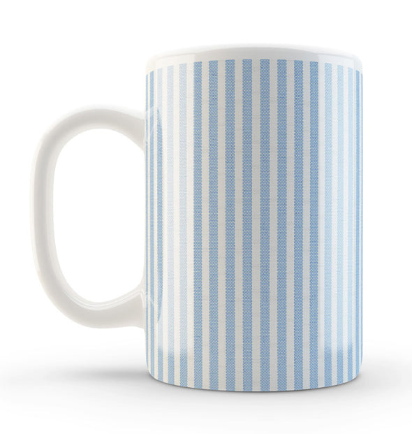 15 oz Blue Seersucker Ceramic Mug