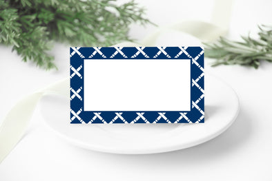 Navy Bamboo Trellis Place Card