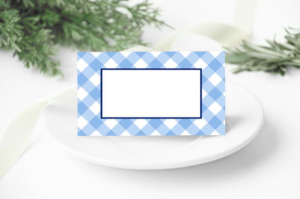 Blue Gingham Place Cards