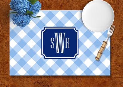 Blue Gingham Disposable Placemats