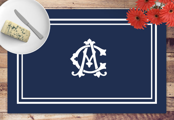 Navy Blue Monogram Disposable Placemat