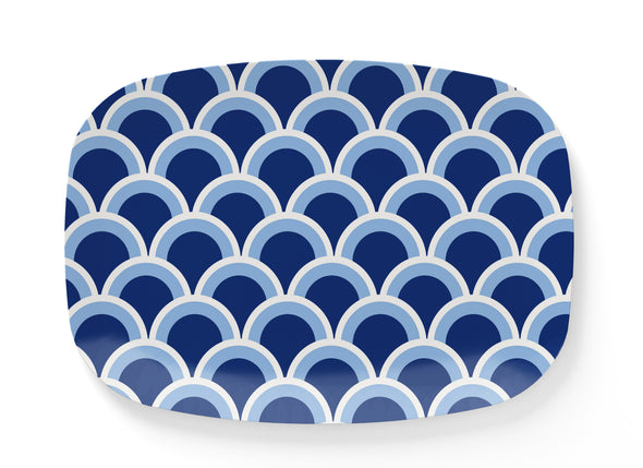 Blue Art Deco Thermosaf Platter