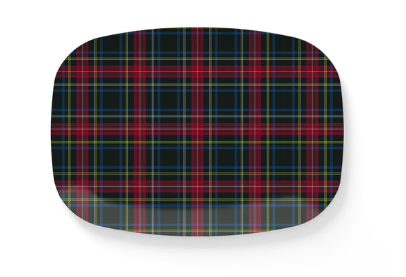 Stewart Black Tartan Plaid Thermosaf Platter