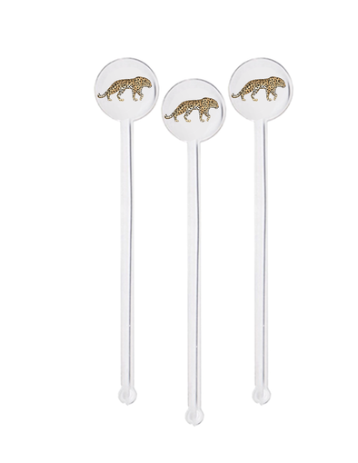 Cheetah Swizzle Sticks - Set of 10