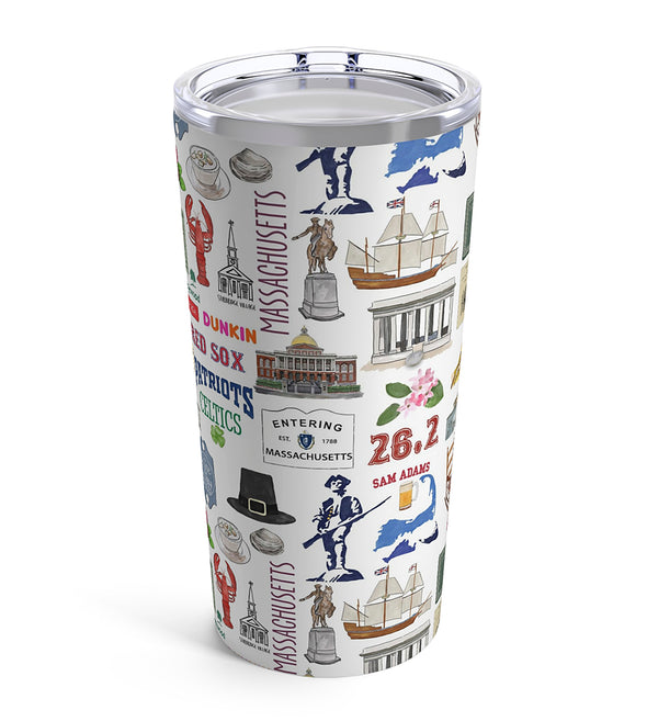 Iconic Massachusetts Watercolor 20 ounce Stainless Steel Tumbler