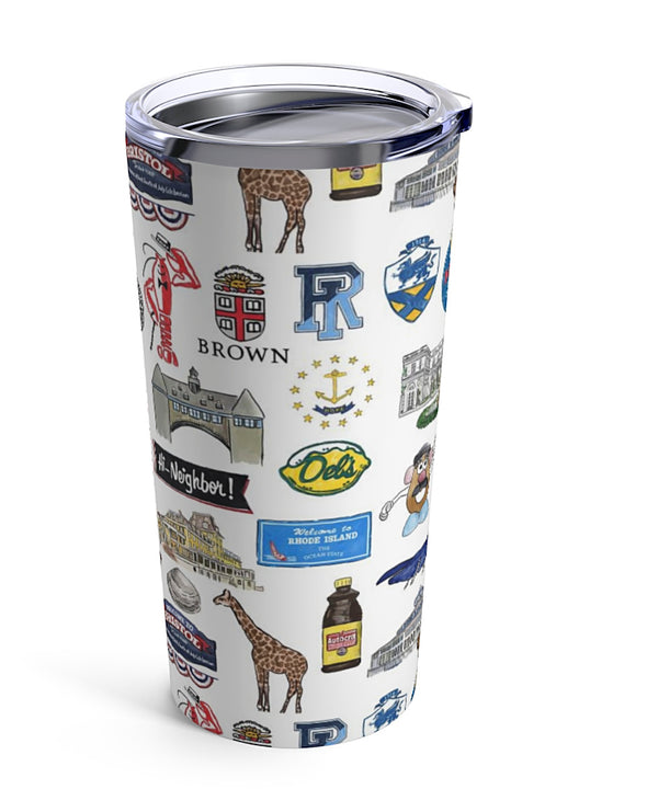 Iconic Rhode Island Watercolor 20 ounce Stainless Steel Tumbler