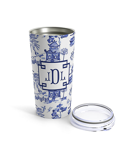 20 oz Blue Willow Stainless Steel Tumbler
