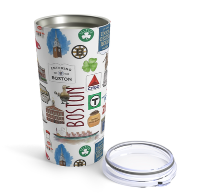 Iconic Boston MA Watercolor 20 ounce Stainless Steel Tumbler