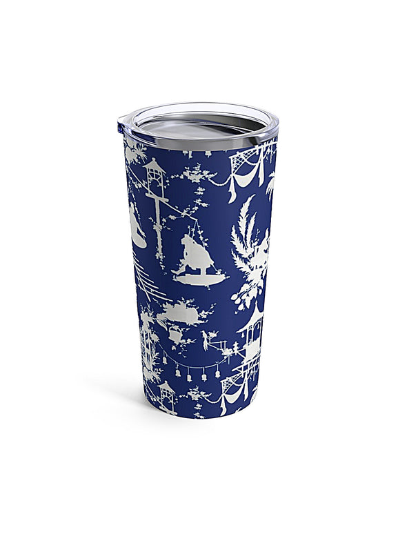 Navy Chinoiserie 20 ounce Stainless Steel Tumbler