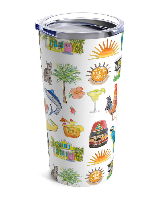 Iconic Key West Watercolor 20 ounce Stainless Steel Tumbler