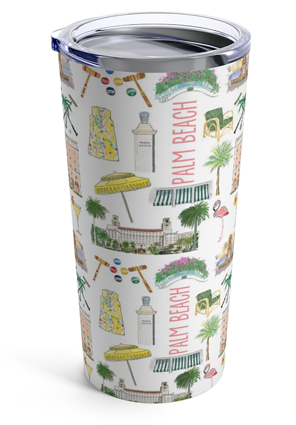 Iconic Palm Beach Watercolor 20 ounce Stainless Steel Tumbler