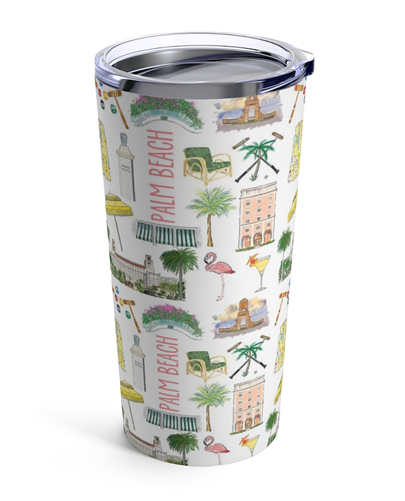 Iconic Palm Beach Watercolor 20 ounce Stainless Steel Tumbler