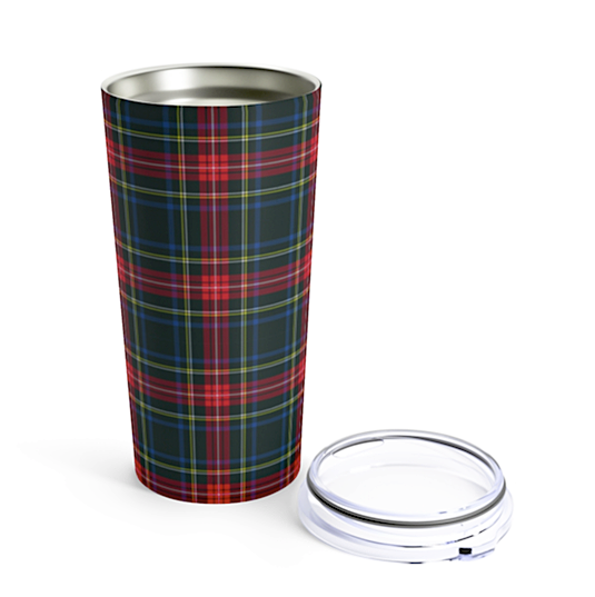 Stewart Black Tartan Plaid 20 ounce Stainless Steel Tumbler