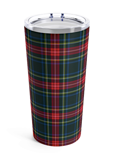 Stewart Black Tartan Plaid 20 ounce Stainless Steel Tumbler