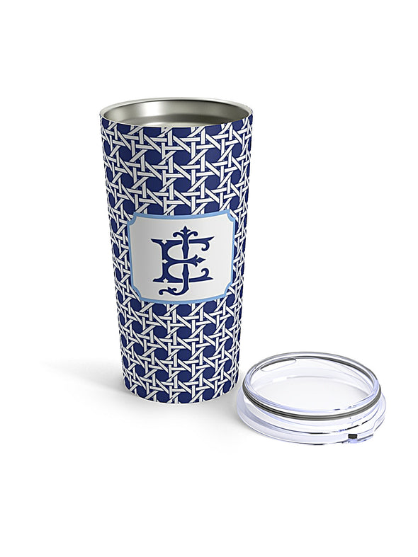 Navy Trellis 20 ounce Stainless Steel Tumbler