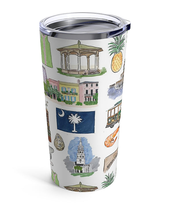 Iconic Charleston Watercolor 20 ounce Stainless Steel Tumbler