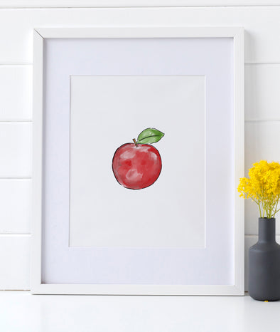 (Big) Apple watercolor art print (unframed)