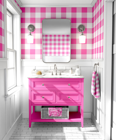 Hot Pink Gingham Wallpaper